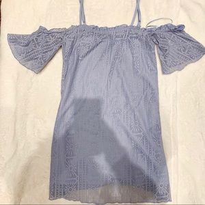 Powder Blue Lace off the Shoulder Dress